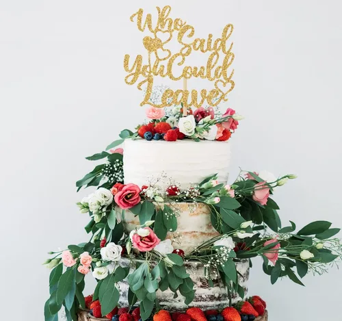Vista 3 de Decoración para tartas con texto en inglés "Who Said You Could Leave - We Will Miss You", decoración de graduación, jubilación, despedida