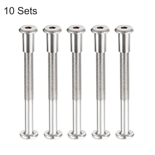 Vista 4 de uxcell Poste de tornillo apto para 3/8 pulgadas de diámetro de agujero, macho M8x90mm hebilla de cinturón, pernos de encuadernación de cuero
