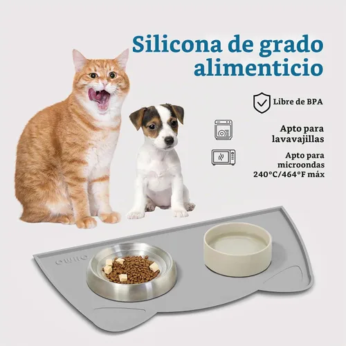 Vista 3 de OHMO - Tapete de silicona para comida para gatos, tapete de alimentación de mascotas para el piso, antideslizante e impermeable, bandeja para agua