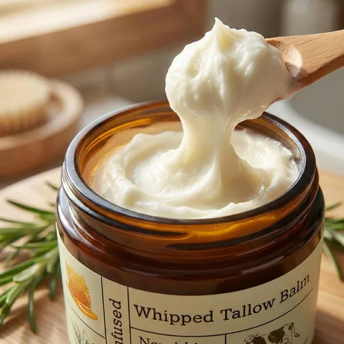 Vista 2 de BAISEN DIARY Tallow de ternera para la piel - Crema hidratante facial natural batida y bálsamo de miel, sebo orgánico alimentado con hierba, bálsamo