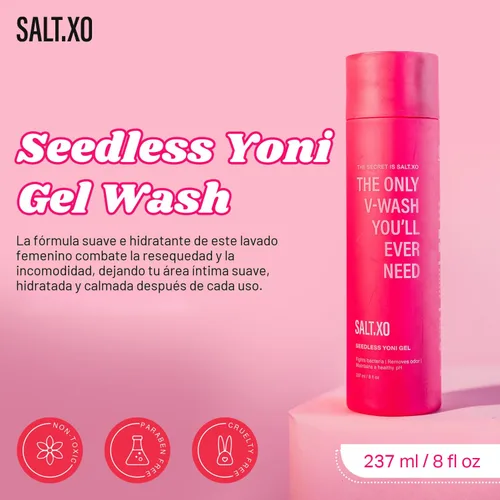 Vista 2 de salt.xo Gel de lavado Yoni sin semillas, Jabón femenino con pepino refrescante y aloe vera, Gel de cuidado íntimo orgánico para mujeres, pH Balance