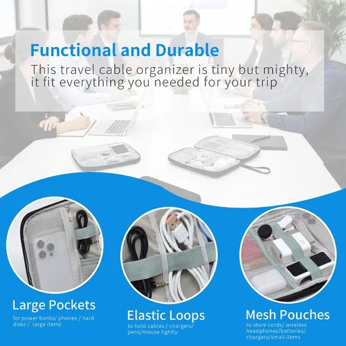 Vista 6 de 1 paquete de organizador de viaje electrónico bolsa de almacenamiento de cable de accesorios técnicos Large Travel Cable Organizer Pouch