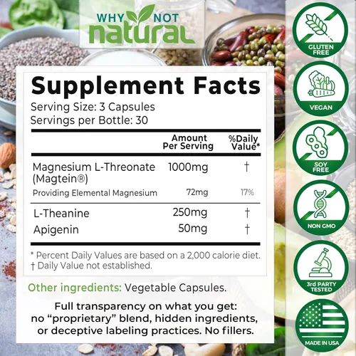 Vista 3 de Why Not Natural Complejo L-treonato de magnesio y vitamina D3K2