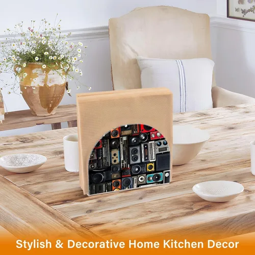 Vista 5 de Retro Boomboxes Napkin Holder for Table, Napkin Holders Acrylic for Kitchen, Upright Napkin Holder for Kitchen Dining Room Table Decor