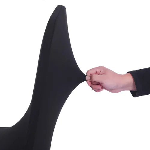 Vista 6 de Peomeise - 6 piezas de funda elástica de elastano para sillas, para bodas, fiestas, banquetes y eventos (negro, 6)