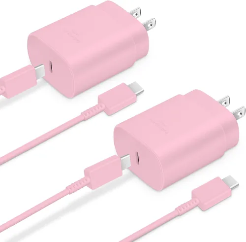 Vista 15 de GUUSMART Cargador tipo C, paquete de 2 cables de carga USB C de 25 W de largo y 6 pies Cargador tipo C Bloque de carga rápida compatible con Negro