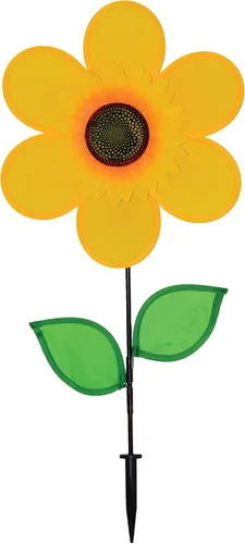 Vista 32 de Molinete con hojas de girasol púrpura "En la Briza" de 19 pulgadas. Incluye estaca para el suelo. Colorida flor para tu patio y jardín, 12", Rojo