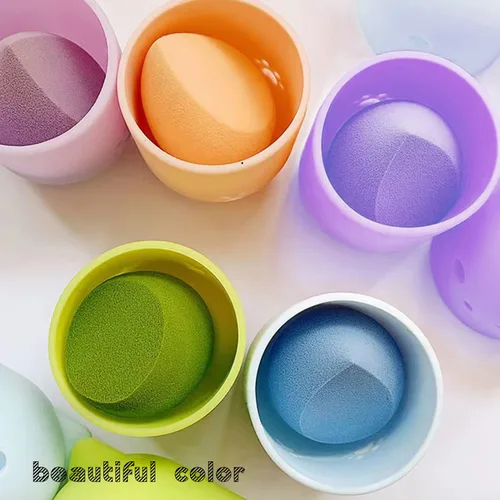 Vista 6 de Soporte para esponja de maquillaje, soporte de esponja de belleza + estuche de viaje para licuadora de maquillaje, soporte de secado y recipientes