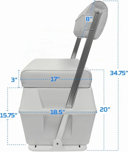 Vista 6 de Wise 8WD159-784 Hielera con asiento y respaldar plegable, 47 L, Cuddy Blanco Brillante
