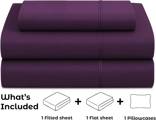 Vista 157 de Pure Bedding Juego de Sábanas Twin - Sábanas de Cama de Microfibra Ultra-Suave 1800 - Doble Cepillado - Bolsillos Profundos - Ajuste Fácil - Extra