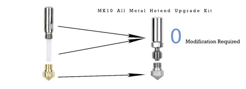 Vista 2 de Microswiss MK10 - Kit de Hotend de metal, boquilla de 0.031 in, WANHAO, FlashForge, Dremel Idea Builder