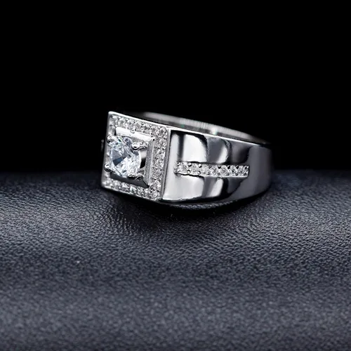 Vista 3 de Uloveido Anillo de boda cuadrado para hombre, con circonita cúbica, ajuste cómodo, chapado en oroplatinooro rosa, tamaño 6, 7, 8, 9 KR201, Metal