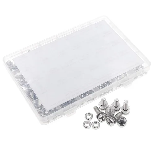 Vista 8 de Tornillos Phillips de cabeza plana de acero inoxidable M2 M2.5 M3 M4 M5 M6 combinan con arandela de resorte y arandelas lisas Kit surtido de tuercas