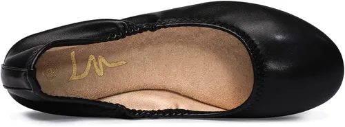 Vista 3 de LM Zapatos planos de ballet para mujer, zapatos planos de punta redonda, zapatos de vestir informales, plegables, portátiles, para viajar
