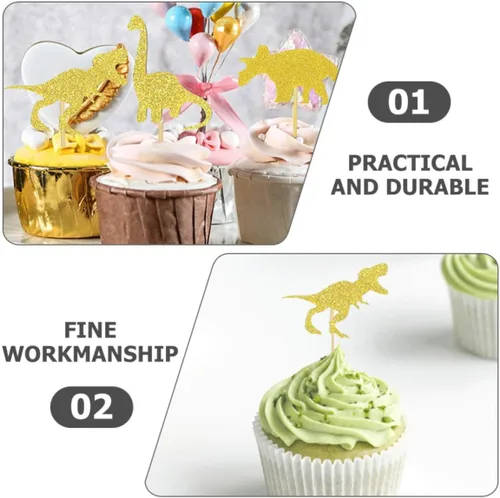 Vista 3 de 16pcs Dinosaur Designed Cake Decorative Topper for Party Decor