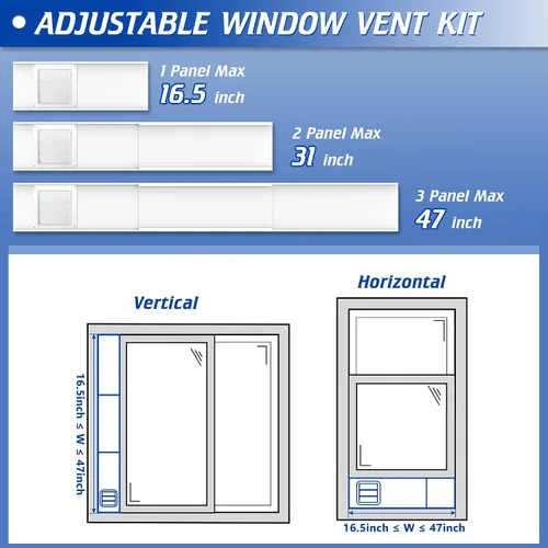 Vista 3 de Kit de ventana de ventilación para secadora con tapa de ventilación con solapas móviles, diseñado para manguera de secadora con 4 pulgadas