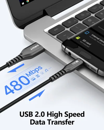 Vista 5 de SUNGUY Cable micro USB corto de 6 pulgadas, paquete de 3, cable USB a micro USB de 0.5 pies, cable de transferencia de datos USB 2.0 trenzado