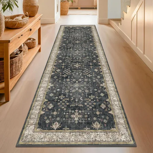 Vista 84 de Hazo Haus – Alfombra pequeña para entrada, cocina o baño, antideslizante con base de goma, resistente a las manchas y a la decoloración, diseño