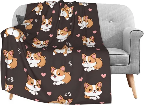 Vista 7 de Dujiea Manta de franela colorida con diseño de cachorros de perro carlino divertido de 40 x 50 pulgadas, manta súper suave y ligera para sofá