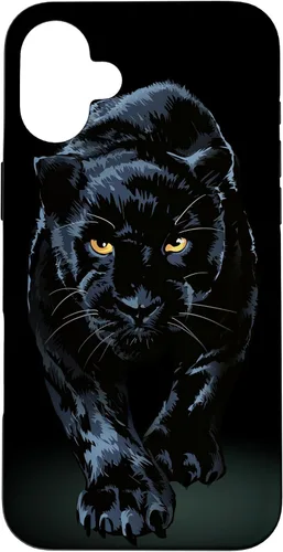 Vista 23 de iPhone 16 Black Panther Walking Toward Shadow - Estuche de regalo para amantes de los gatos salvajes