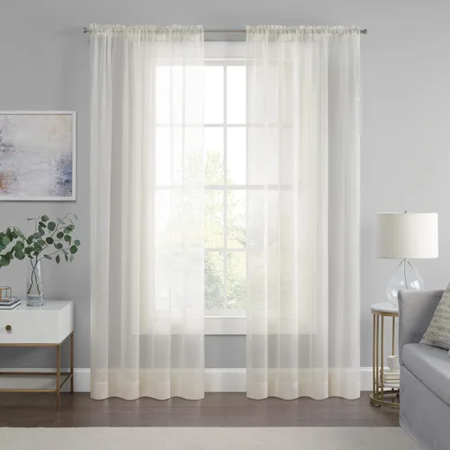 Vista 9 de Eclipse Livia - Cortina transparente con bolsillo para barra, 59 x 63 pulgadas, color negro