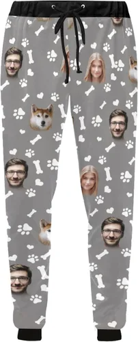 Vista 4 de Pantalones deportivos personalizados para hombre con foto de cara familiar, pantalones deportivos personalizados con imagen de perro para mascotas