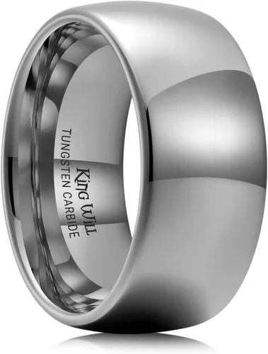 Vista 24 de King Will Anillo de boda de carburo de tungsteno para hombres y mujeres Plata-6 mm.