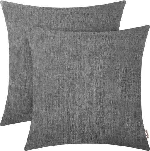 Vista 37 de BRAWARM Fundas de almohada 40x40 cm - Paquete de 2 fundas de almohada de chenilla negra, fundas de almohada de chenilla suave teñida sólida