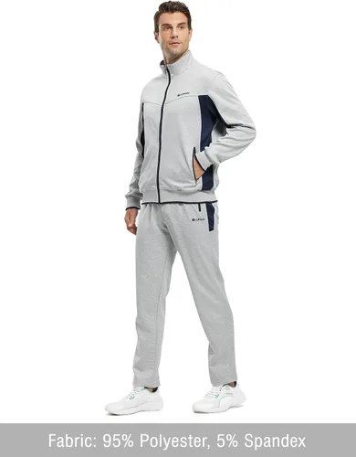Vista 3 de TBMPOY Conjunto deportivo para hombre, 2 piezas, casual, atlético, para correr, calentar, con cremallera completa