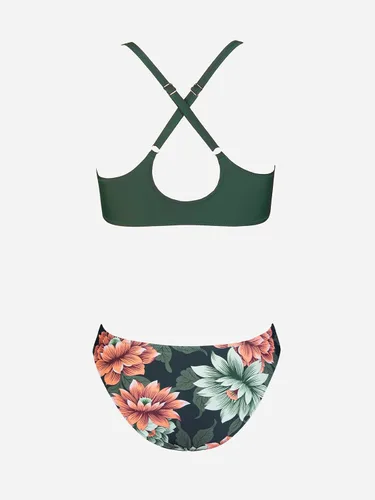 Vista 63 de CUPSHE - Conjunto de bikini de dos piezas para mujer, estampado floral y detalle de nudo de conejo