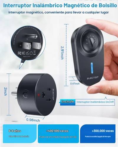 Vista 2 de ELECTOP Enchufe de salida de control remoto 15A/1500W (negro)