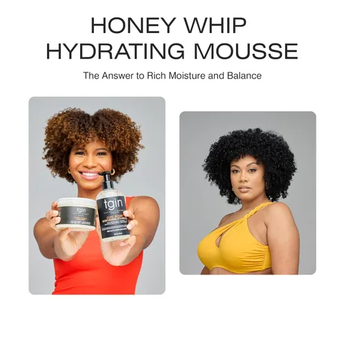 Vista 4 de tgin Honey Whip - Mousse hidratante para cabello natural, seco, rizado y dañado, 8 onzas