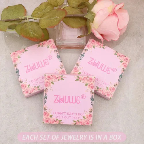 Vista 6 de Juego de joyas para dama de honor para boda, chapado en oro de 18 quilates, oro rosa, plata con colgante trilateral con collar de perlas