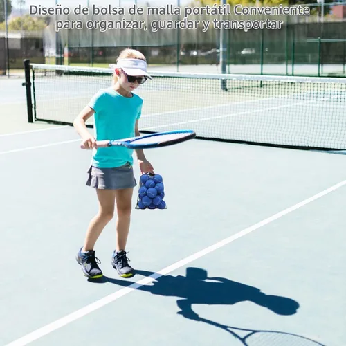 Vista 7 de SHYUJAJIE Tennis Ball,20 Pack Practice Balls Bulk,Dog Balls with Mesh Bag Azul oscuro