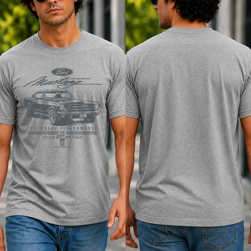 Vista 3 de Wild Bobby Ford Mustang Shirt Legendary Performance Est 1964 Men's T-Shirt Gris jaspeado/Mustang