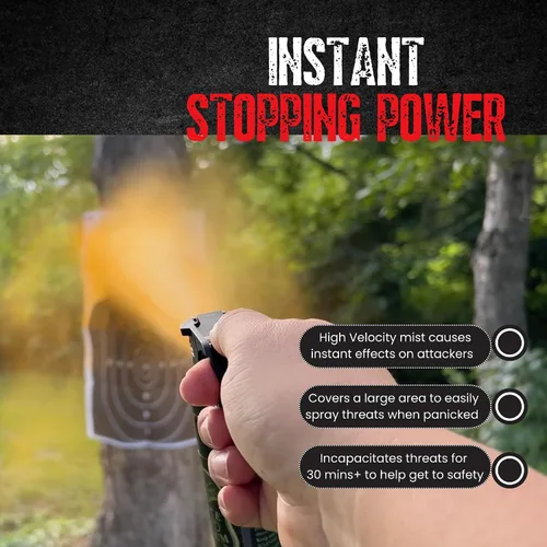 Vista 4 de Police Magnum Gran spray de pimienta para defensa personal – Táctica máxima fuerza seguridad y protección – Bote de fuego portátil negro – Fabricado