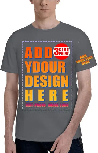 Vista 14 de Custom T Shirt Front and Back for Men Women Printed Photo Text Logo Cotton Camisa-negro