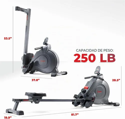 Vista 6 de Sunny Health & Fitness Smart Magnetic Rowing Machine with Extra Long Rail
