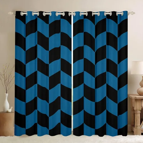 Vista 19 de Feelyou Beige Brown and White Curtains for Bedroom Living Room Modern Geometric Blackout Shades Abstract Checkered Room Darkening Curtain Rhombus