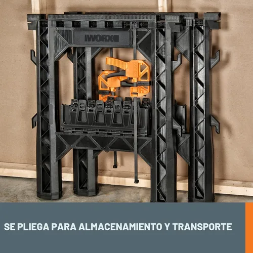 Vista 5 de Worx WX065.3 Caballetes de sujeción con abrazaderas de barra y regla triangular de metal de 7 pulgadas
