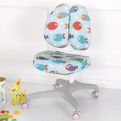 Vista 10 de Funda elástica para silla de escritorio para niños, silla de estudio para niños con respaldo hueco, funda para silla de computadora, funda giratoria