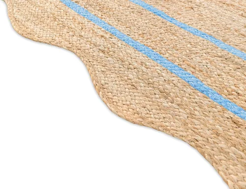 Vista 12 de Alfombra de Yute Natural Ondulada Festoneada - Corredor de Entrada Boho, Festón Estilo Granja, Blanco Roto (8'x10') Camino de entrada bohemio