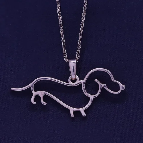 Vista 7 de AFFY Dachshund Collar con colgante de perro en oro de 14 quilates sobre plata de ley