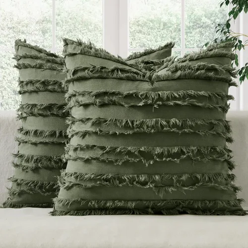 Vista 11 de MIULEE - Juego de 2 fundas de cojín decorativas de lino estilo bohemio, con patrón jacquard a rayas, para sofá, sillón, sala de estar y habitación