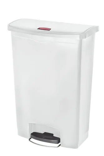 Vista 40 de Rubbermaid Commercial Products - Bote de basura Streamline Slim con pedal Papelera de plástico, 4 galones (15 litros), color rojo, con manos