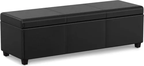 Vista 19 de SIMPLIHOME Avalon - Banco contemporáneo tipo otomana rectangular con almacenamiento extragrande de 54 pulgadas de ancho, de pelo sintético de Gris