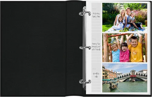 Vista 3 de Pioneer Photo Álbum de fotos con 204 bolsillos encuadernado en anillo para impresiones de 4 x 6 pulgadas, cuero regenerado negro con cubierta dorada