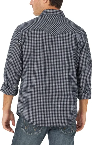 Vista 2 de Wrangler Camisa de manga larga retro de dos bolsillos para hombre