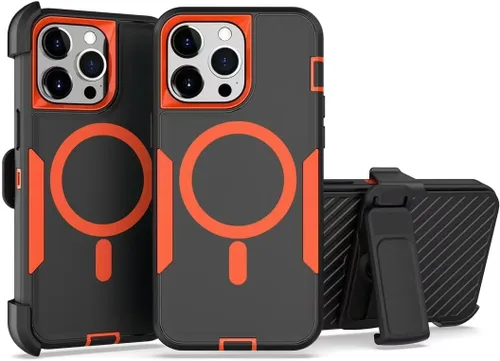 Vista 36 de Funda diseñada para iPhone 16 Pro, magnética, doble protección, resistente y duradera, compatible con MagSafe, clip trasero desmontable, a prueba