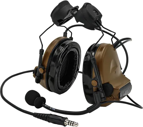 Vista 8 de Auriculares tácticos tipo casco con U94 PTT 2pin,Auriculares con cancelación de ruido, para tiro de caza de Airsoft Negro